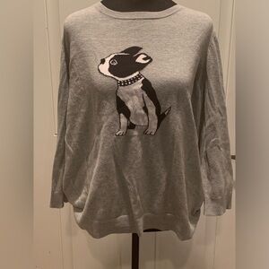 Apt. 9 women gray sweater with bulldog size XL NWT
